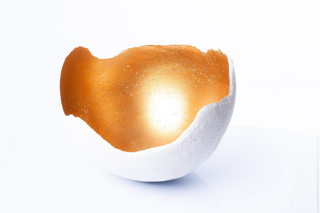 Stoamandal Dekoschale gold - M (20cm) - Beton weiss - Unikat handmade - Geburtstagsgeschenk - Einzig
