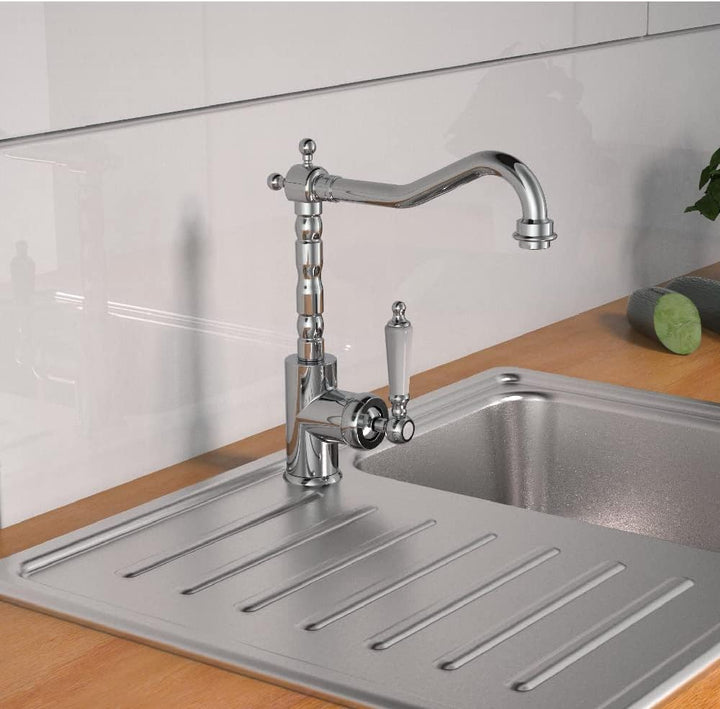 SCHÜTTE schwenkbare Küchenarmatur OLD STYLE, Retro Wasserhahn, klassische Mischbatterie mit Einhebel