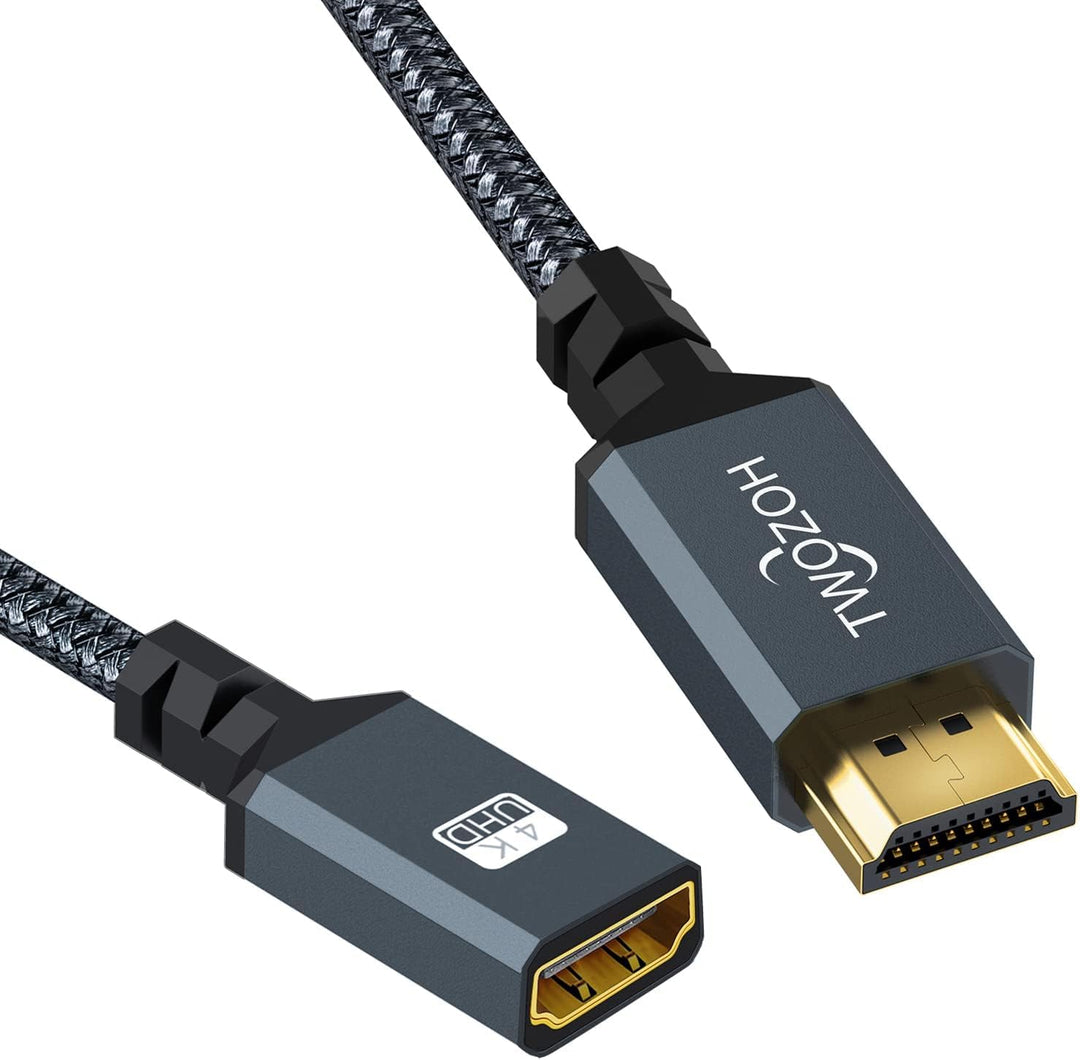 Twozoh HDMI Verlängerungskabel 5M, HDMI Stecker auf Buchse Kabel, HDMI 2.0 Kabeladapter, Unterstützt