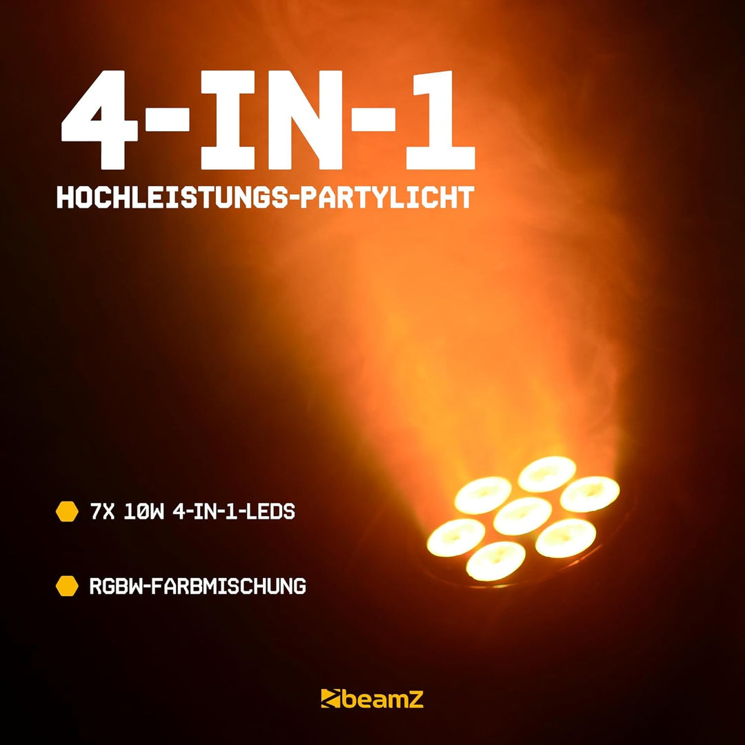 BEAMZ MHL74 Moving Head LED Disco Licht, mini Washer, RGBW Movinghead DMX, automatischer Modus, musi