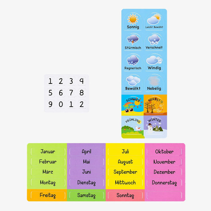 Navaris Kalender Tafel für Kinder - Lerntafel Jahreszeiten Uhr - Magnet Spiel Lernuhr - Kinderkalend