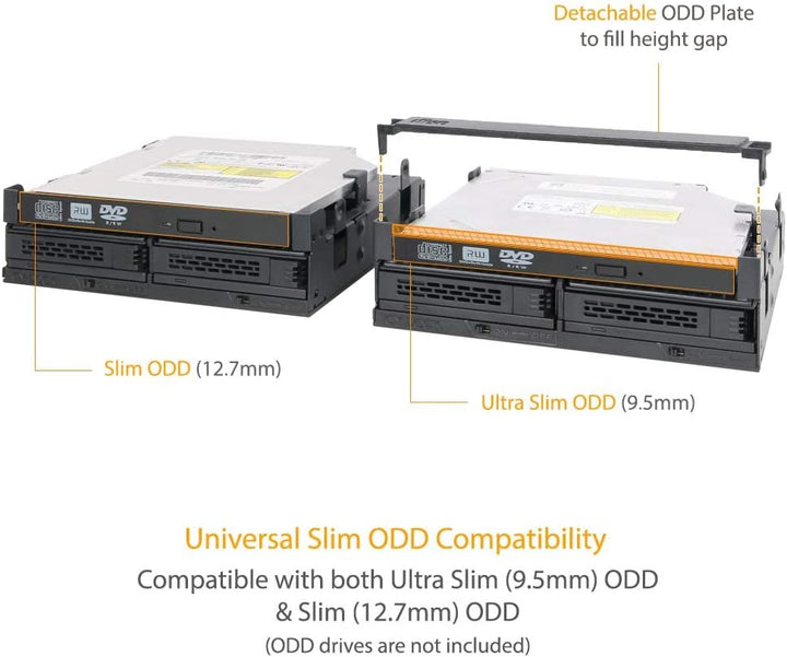 ICY DOCK 2X 2,5" SATA/SAS HDD/SSD Wechselrahmen mit schraubenlosen Trays Plus (Ultra) Slim ODD Slot
