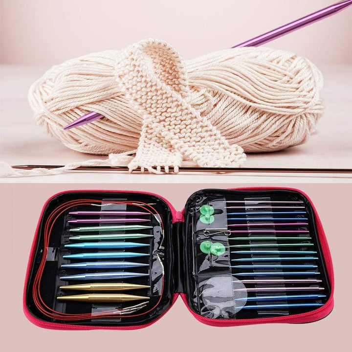 HEEPDD Strick nadeln Set, Multicolor Aluminiumle gierung Austauschbare Nadeln Set Rund Strick nadeln
