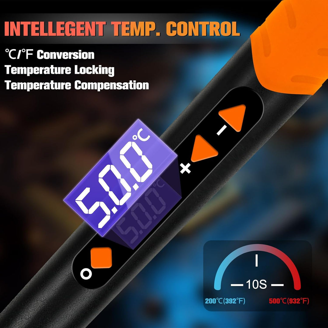 Lötkolben, 90W Lötset, LCD-12-in-1-Lötwerkzeug, einstellbare Temperatur 200–500 °C, mit 5 * austausc