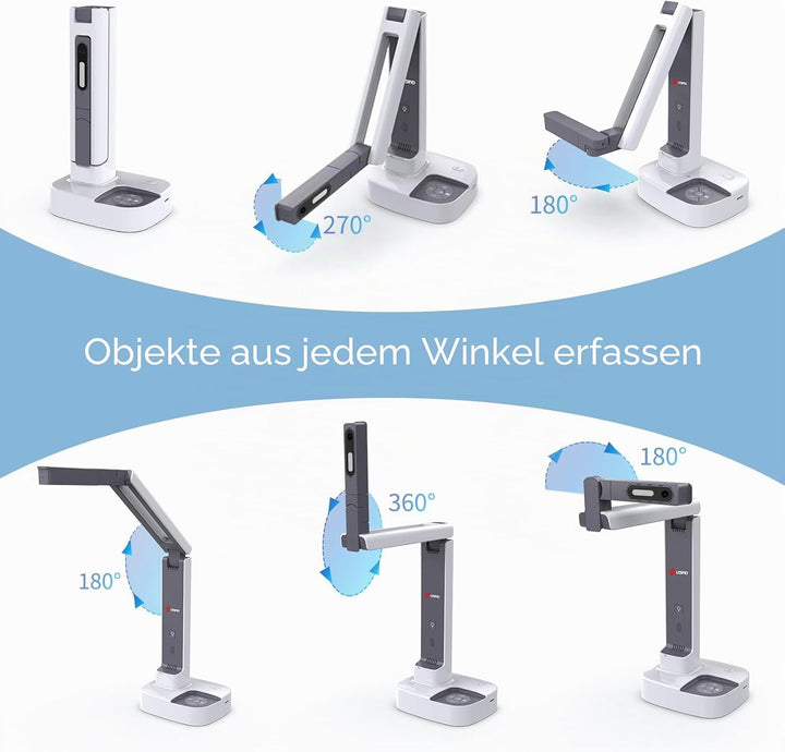 JOYUSING HDMI/USB Dual Mode 13MP Dokumentenkamera/Visualiser mit Licht für Fernunterricht, Webkonfer