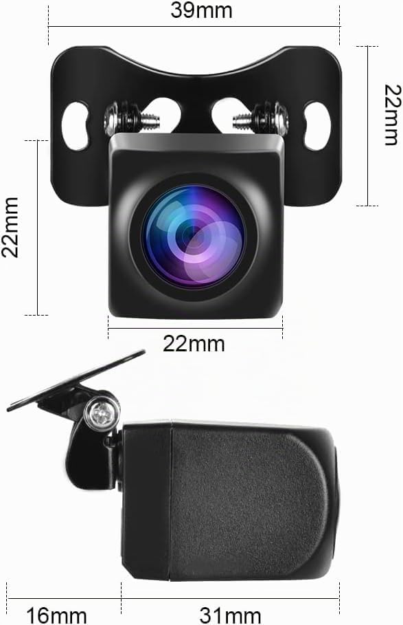 CAMECHO Full Colour HD Rückfahrkamera 4PIN für Tragbares Autoradio Kit, IP69 wasserdichte Nachtsicht