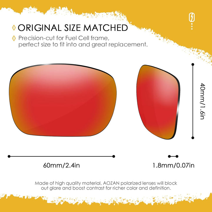 AOZAN ANSI Z87.1 Ersatzgläser kompatibel mit Oakley Fuel Cell OO9096 Sonnenbrille Elektrisches Purpu