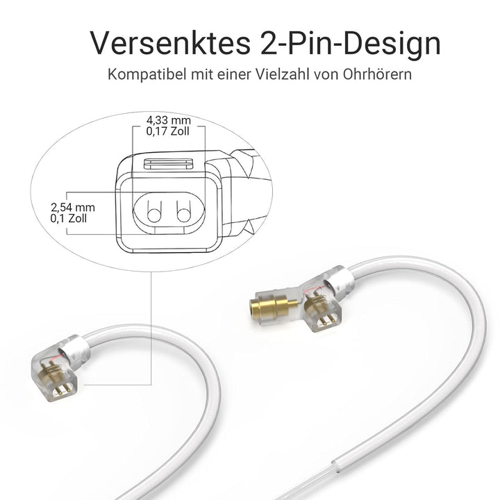 Cubilux 3,5mm 2-Pin 0,78mm IEM-Kabel mit Mikrofon, Silberbeschichtetes OFC-Kabel mit abnehmbarem Boo