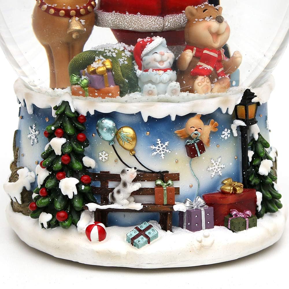 Dekohelden24 XXL Schneekugel, lustigem, Spielwerk, Melodie: Rudolph The red-Nosed Reindeer, Masse L/