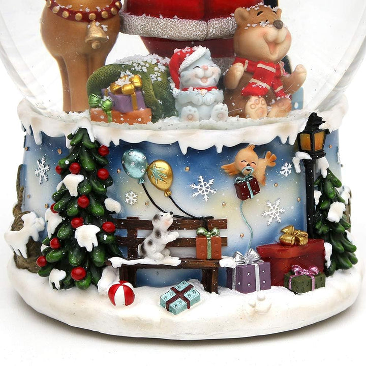 Dekohelden24 XXL Schneekugel, lustigem, Spielwerk, Melodie: Rudolph The red-Nosed Reindeer, Masse L/