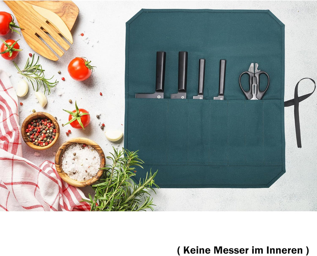 Kaaltisy Gewachstes Canvas-Messer-Rolltasche, Rolltasche Kochmesser, Messerrolle, Messertasche, Dunk