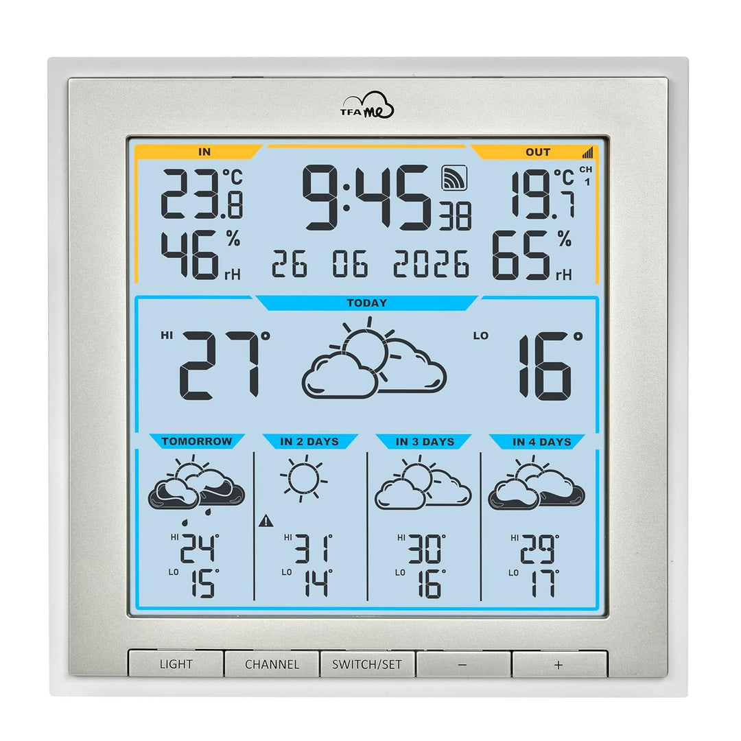 TFA 35.8105 WLAN Funkwetterstation TFA.me ID-08 Wetterprognose wetter.com 5 Tage mit Wettersymbolen,