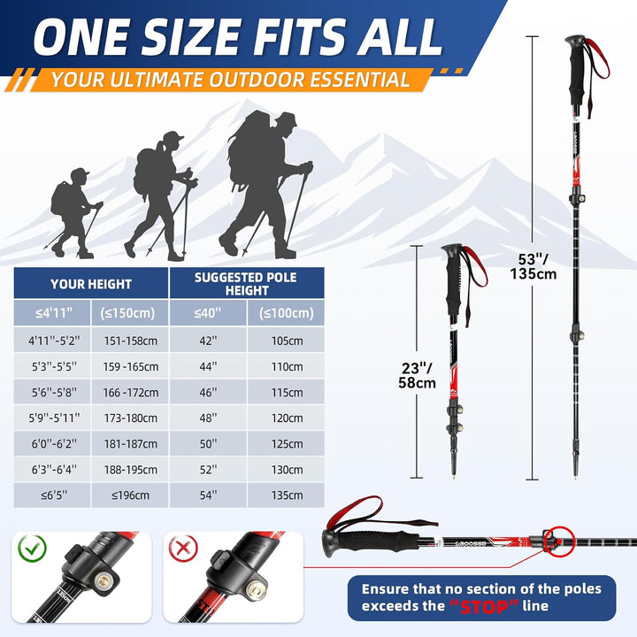 Teleskop-Trekkingstöcke, leichte Aluminium-Wanderstöcke, 2er-Set | Croosseoutdoors 210D Oxford, wass