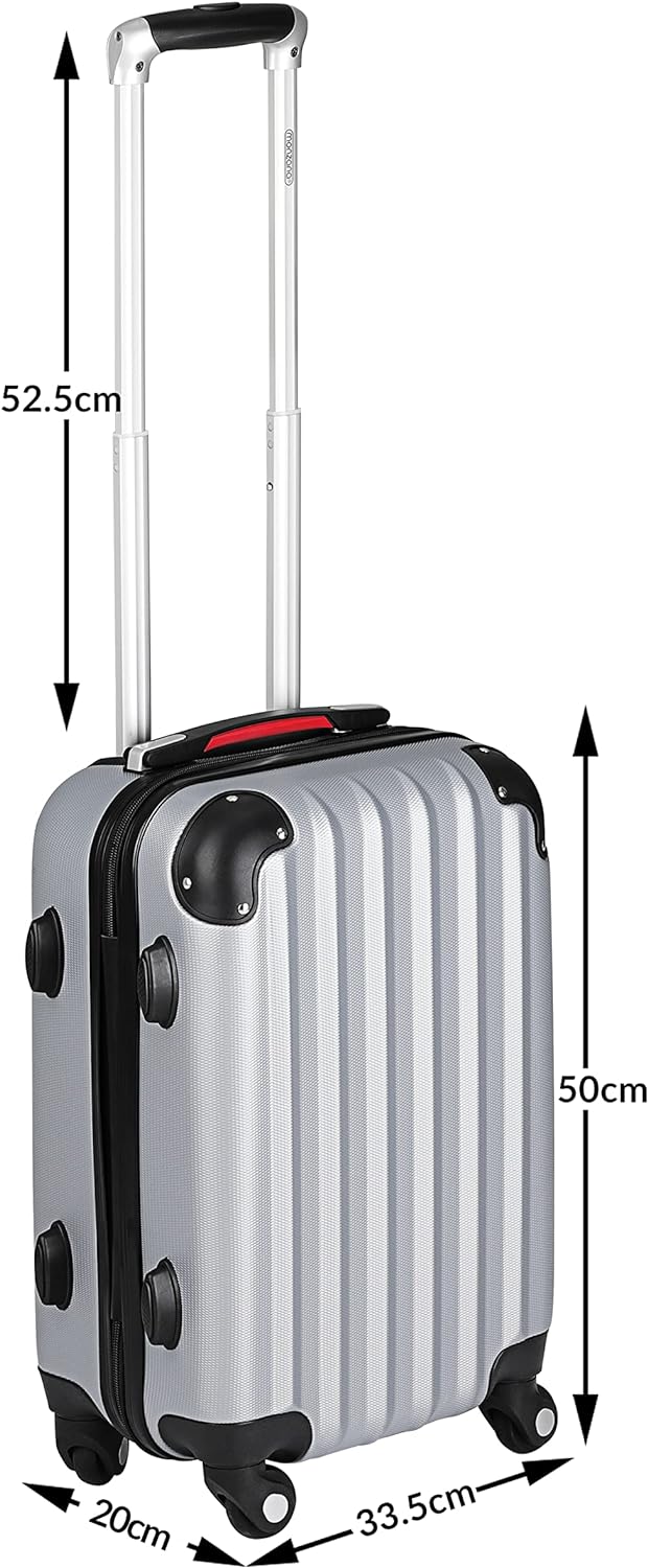 Monzana® Koffer Baseline Handgepäck ABS Hard Case Gehäuse gummierte Rollen Teleskopgriff Zahlenschlo