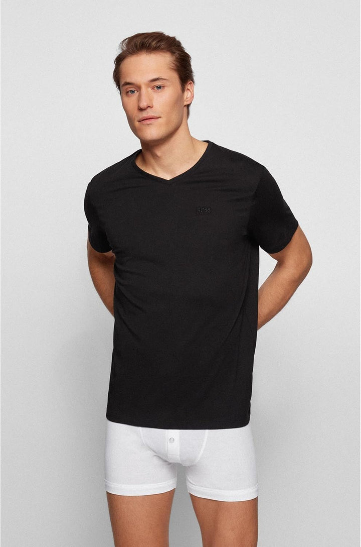 BOSS Herren Business Kurzarm Shirt T-Shirt 2P CO 2er Pack, S Black1