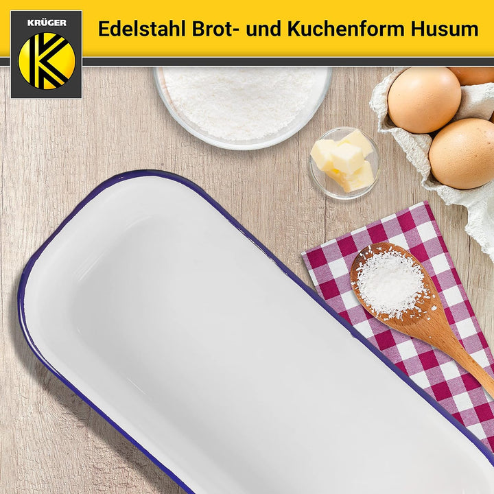 Krüger Emaille-Brot- und Kuchenform Husum - 32 x 14 x 6,5 cm - schnitt- & kratzfeste Backform - indu