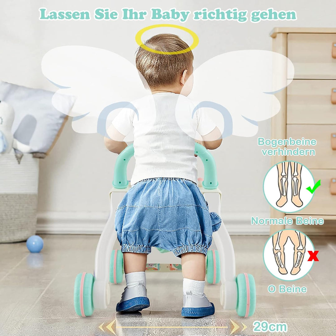 COSTWAY Lauflernhilfe mit abnehmbarem Spielbrett und verstellbarer Geschwindigkeit, Baby Walker mit