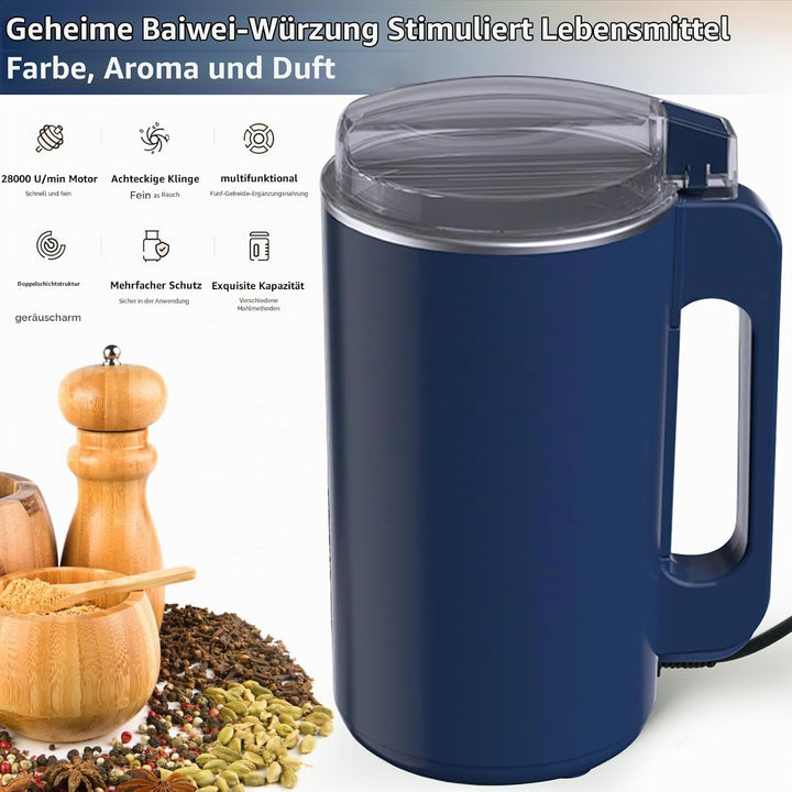 Getreidemühle Elektrisch,600ML Kleine Hochgeschwindigkeits Schleifmaschine Mehl Pulver Maschine für