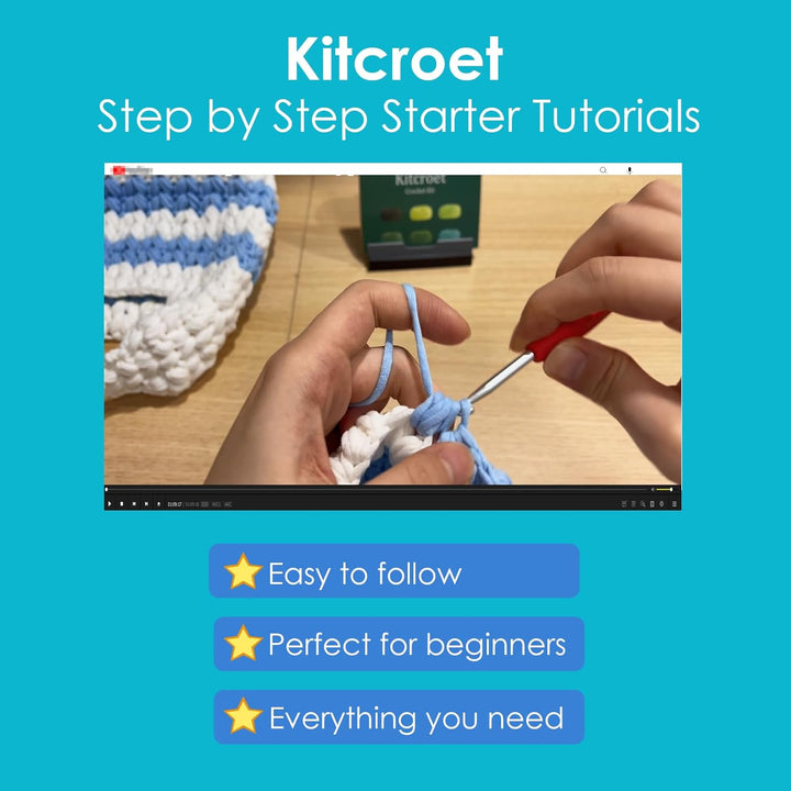 Kitcroet Häkelset für Anfänger, Häkeltaschen-Set für Erwachsene, mit Schritt-für-Schritt-Video-Tutor