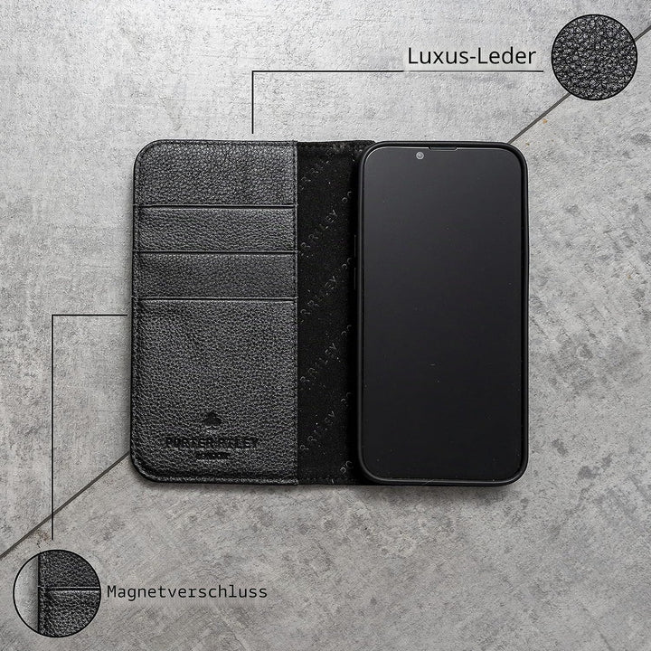 Porter Riley - Lederhülle für Samsung Galaxy S21. Premium Echtleder Standhülle/Cover/Brieftasche (Pu