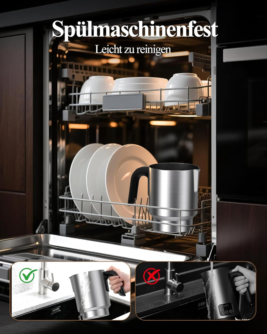 Milchaufschäumer Elektrisch 5 in 1 - Automatische Milchschäumer 500ml Grosses Fassungsvermögen Milch