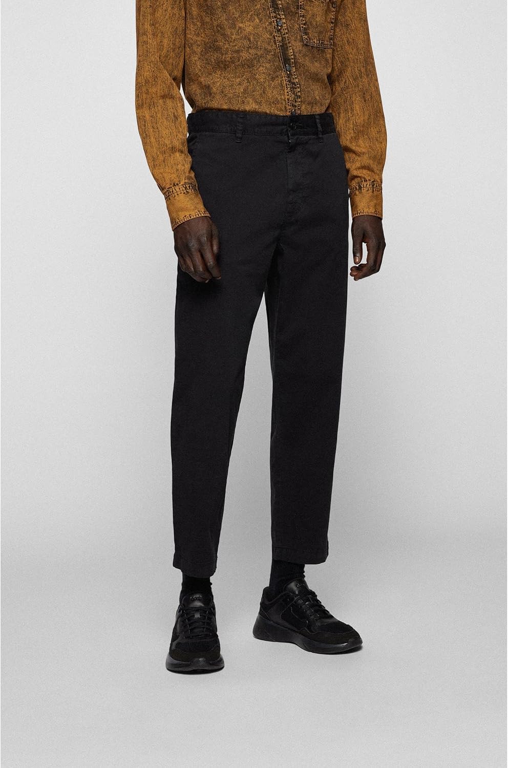 BOSS Herren Statum Relaxed-Fit-Hose aus wasserabweisender Stretch-Baumwolle, 50 Black1