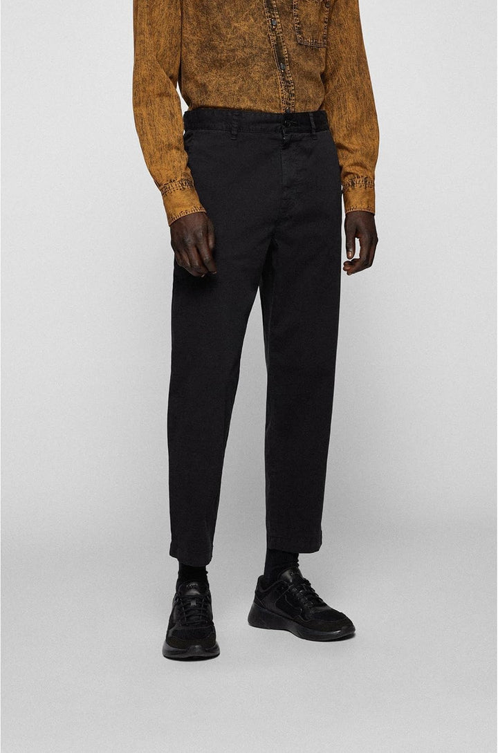 BOSS Herren Statum Relaxed-Fit-Hose aus wasserabweisender Stretch-Baumwolle, 50 Black1