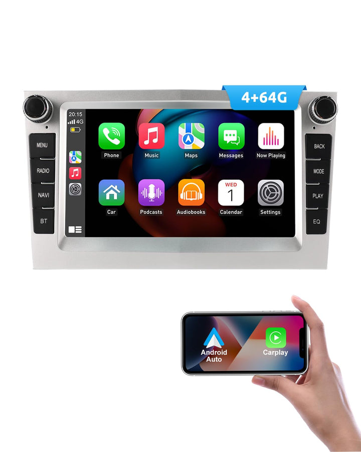 ESSGOO 4+64G Android 15 Wireless Carplay und Android Auto Autoradio Weiss, Weiss