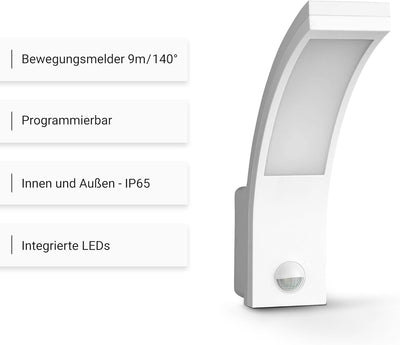 SEBSON LED Aussenleuchte mit Bewegungsmelder 2er Pack, Wandleuchte weiss, 15W, 1000lm, kaltweiss 580