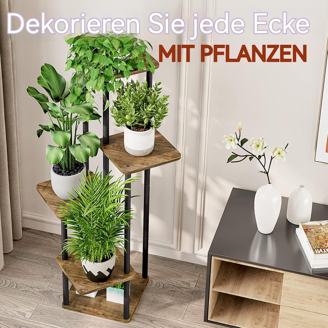 Blumenständer 5-stufiges Pflanzenregal aus Metall für mehrere Pflanzen, hohe Eckblumenhalter für Ter