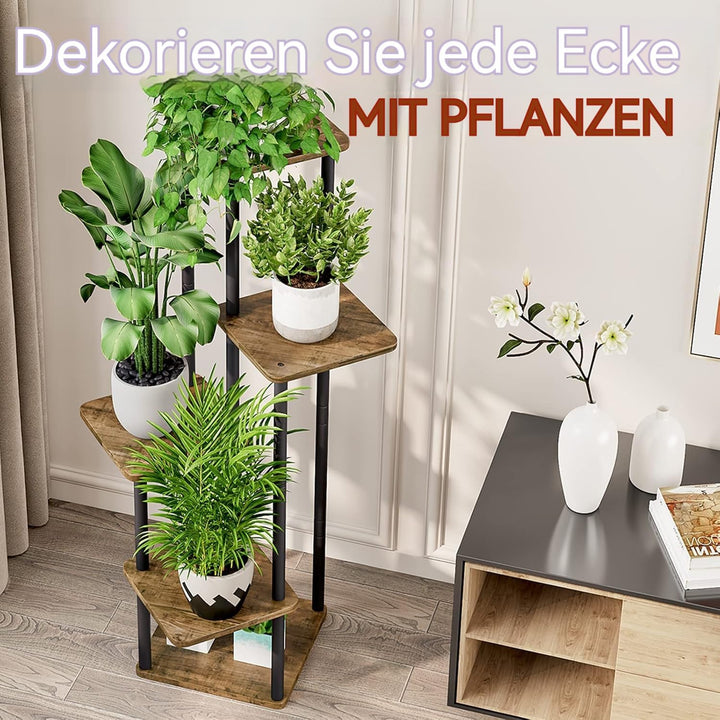 Blumenständer 5-stufiges Pflanzenregal aus Metall für mehrere Pflanzen, hohe Eckblumenhalter für Ter