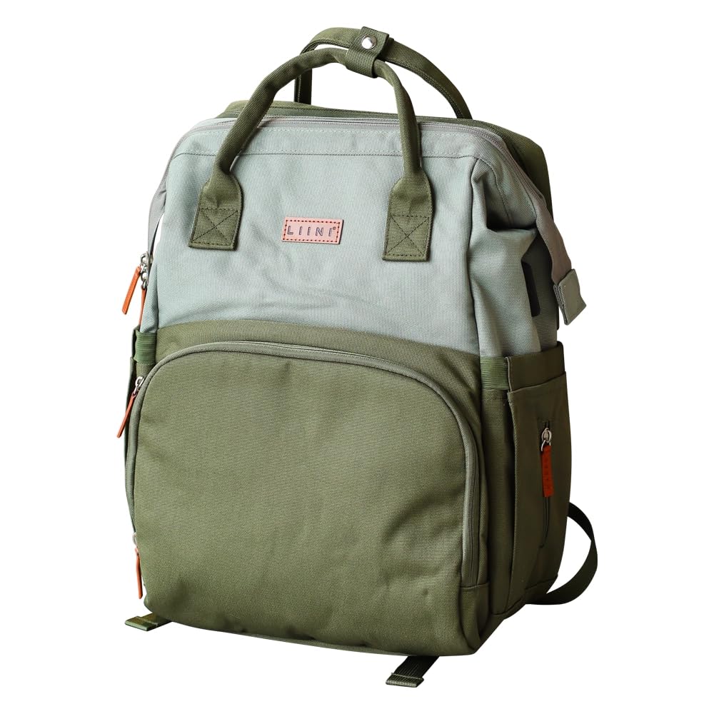 LIINI® Wickelrucksack Olive rPET – 29L Wickeltasche Rucksack aus recycelten PET-Flaschen, wasserfäch