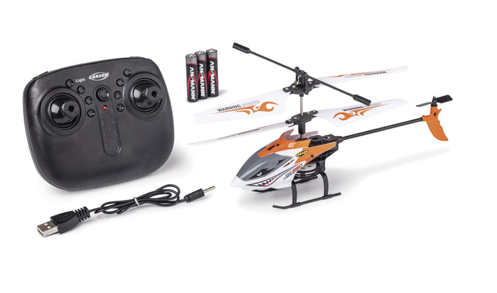 Carson 500507180 Easy Tyrann 230 Gyro 2,4GHz 100% RTF orange – Ferngesteuerter Helikopter, Robustes