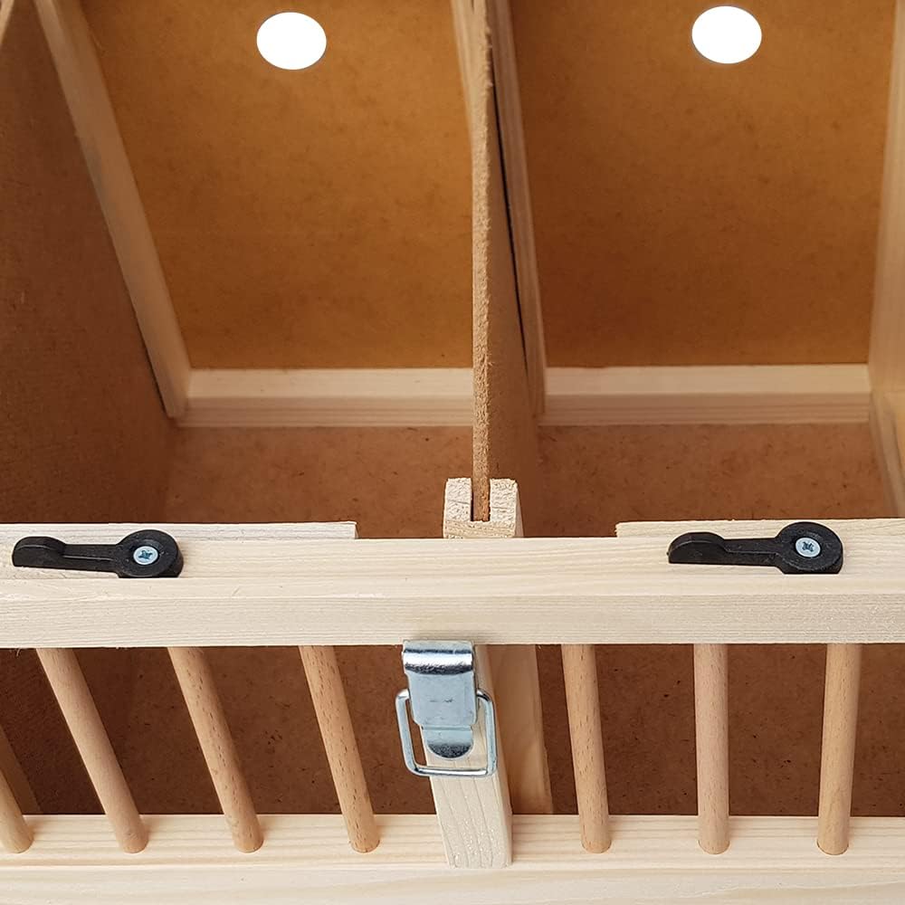 Kleintier-Transportbox aus Holz - 2 Abteilungen - je mit verschliessbarem Innendeckel