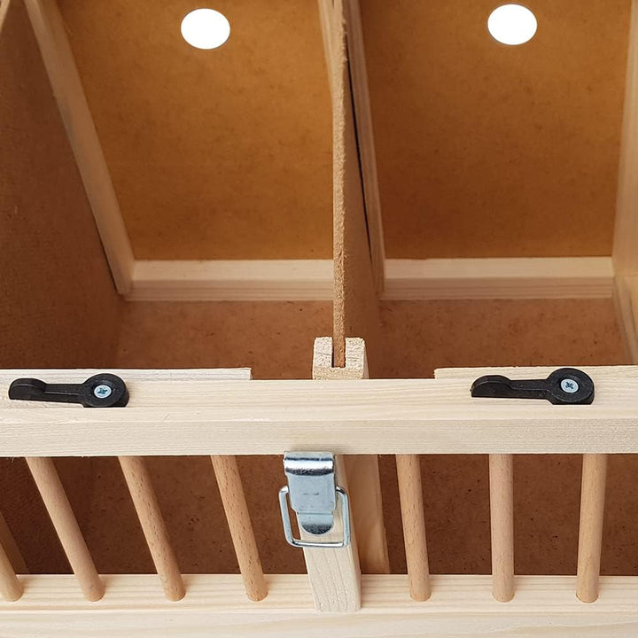 Kleintier-Transportbox aus Holz - 12 Abteilungen - je mit verschliessbarem Innendeckel