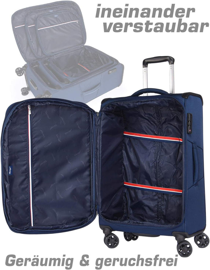ABISTAB Verage Toledo Weichgepäck 4 Doppelrolle grosser Koffer Trolley L-83cm 96-115 L erweiterbar,