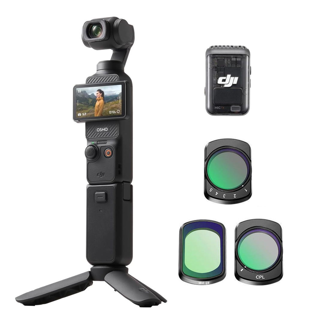 DJI Osmo Pocket 3 Kreativ Combo Bundle, vlog Kamera 4K mit 1-Zoll-CMOS und 4K/120 fps Video, 3-Achse