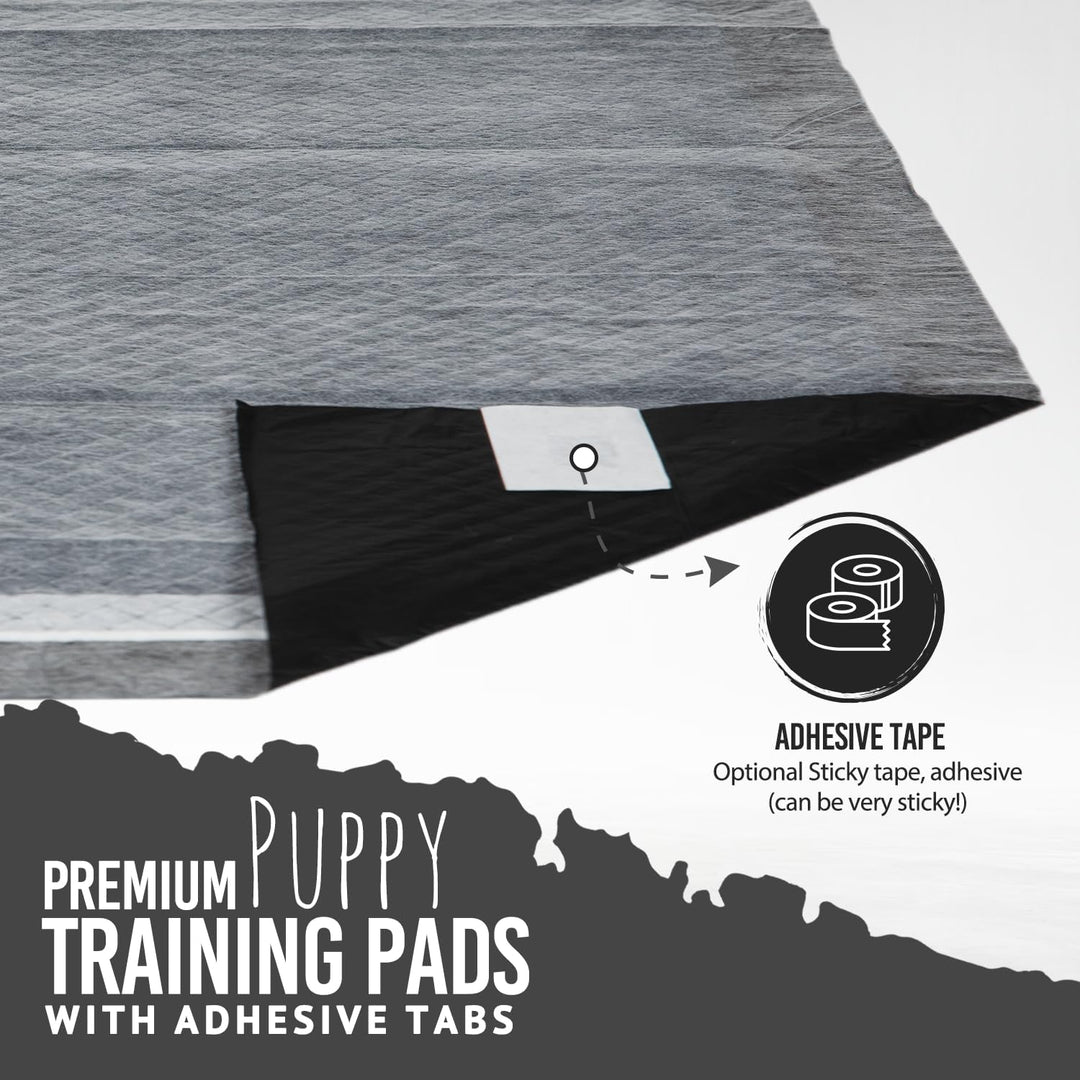 Bulldoglogy Welpen-Pads mit Klebeband, Carbonschwarz, gross, anthrazit, für das Training von Hunden,