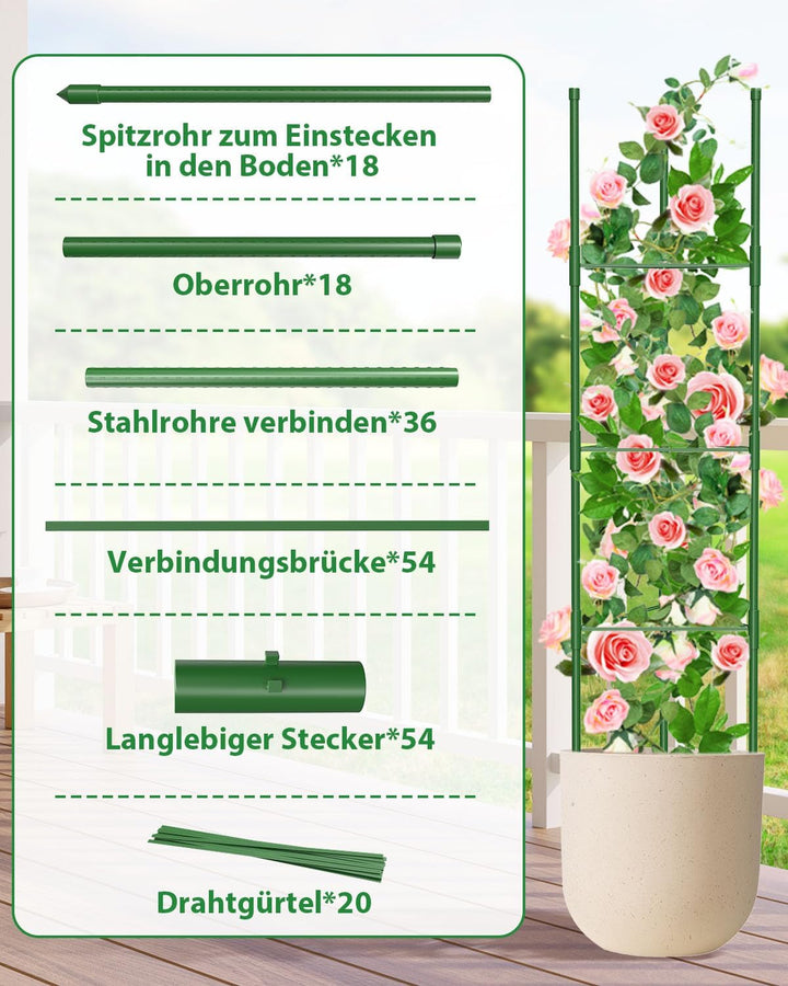 MYMULIKE Tomaten Rankhilfe 3 Stück, 130CM Pflanzenhalter für Tomate, Einstellbar Höhe Garten Rankhil