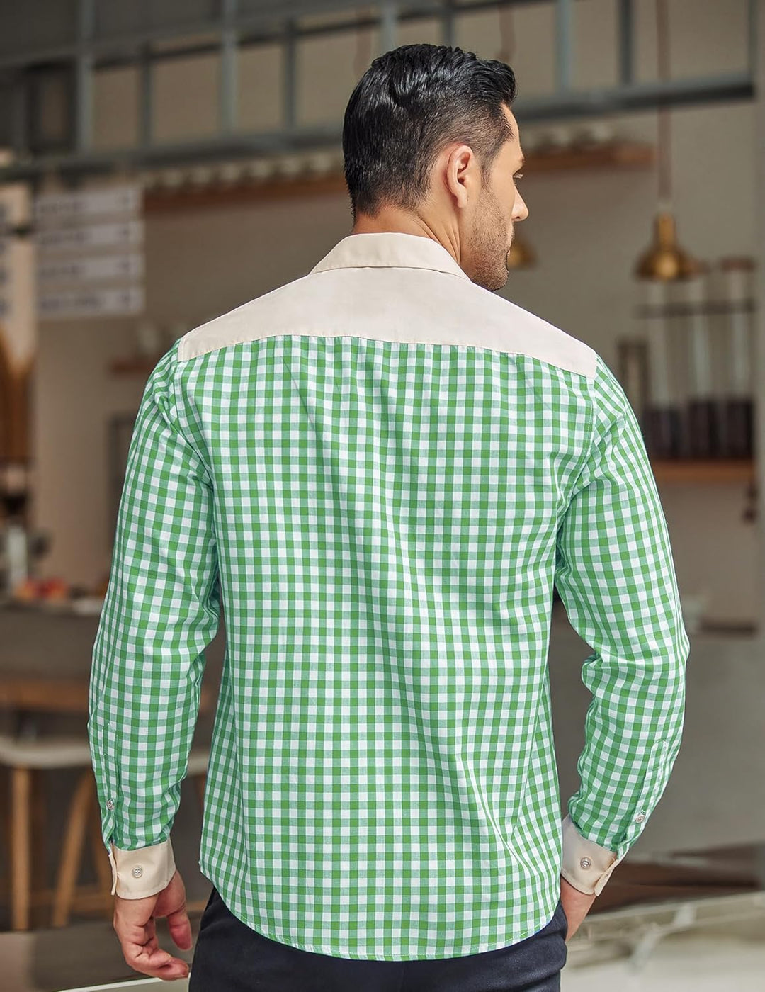 COOFANDY Hemd Herren Langarm Trachtenhemd Kariertes Oktoberfest Hemd Freizeithemd Karohemden Herrenh