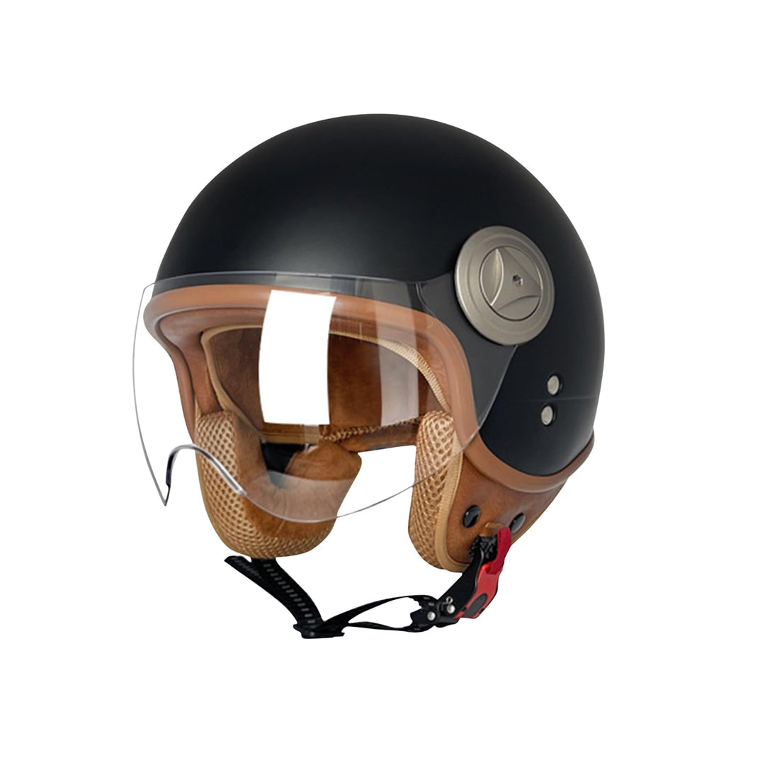 BOSERMEM Erwachsenen Harley Motorradhelm Scooter-Helm, Mode Halboffener Helm Mit Schutzbrille, Hat D