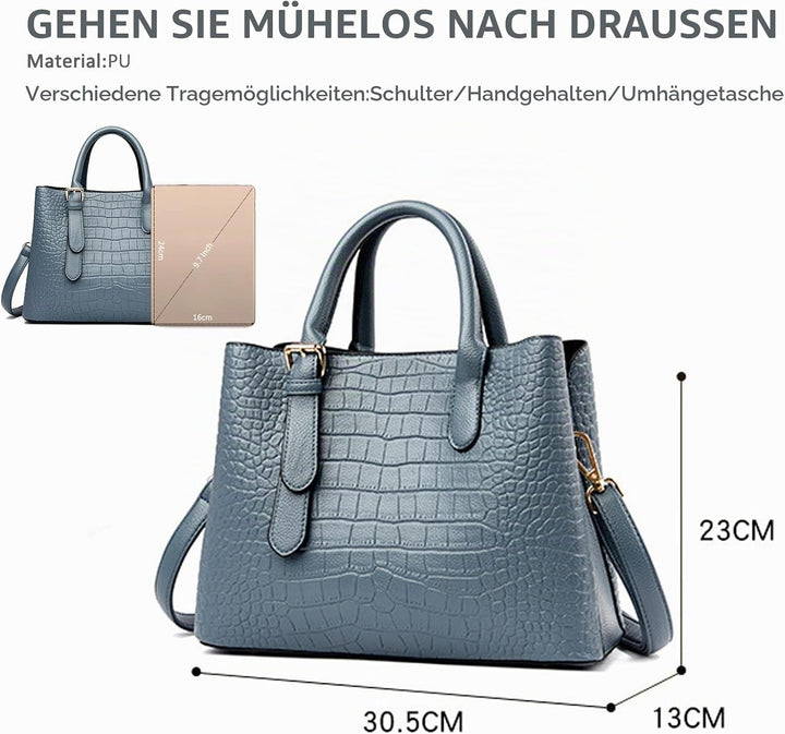 NICOLE &amp; DORIS Damen Handtaschen Elegant Henkeltasche Tote Shopper Schultertasche Krokodil Designs U