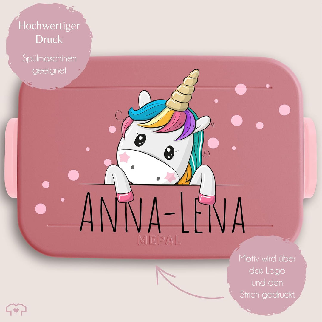 Kinder Bento Box Midi für Mepal Bentobox - Einhörner - Brotbox Einhorn süss Lunchbox Unicorn I - 900
