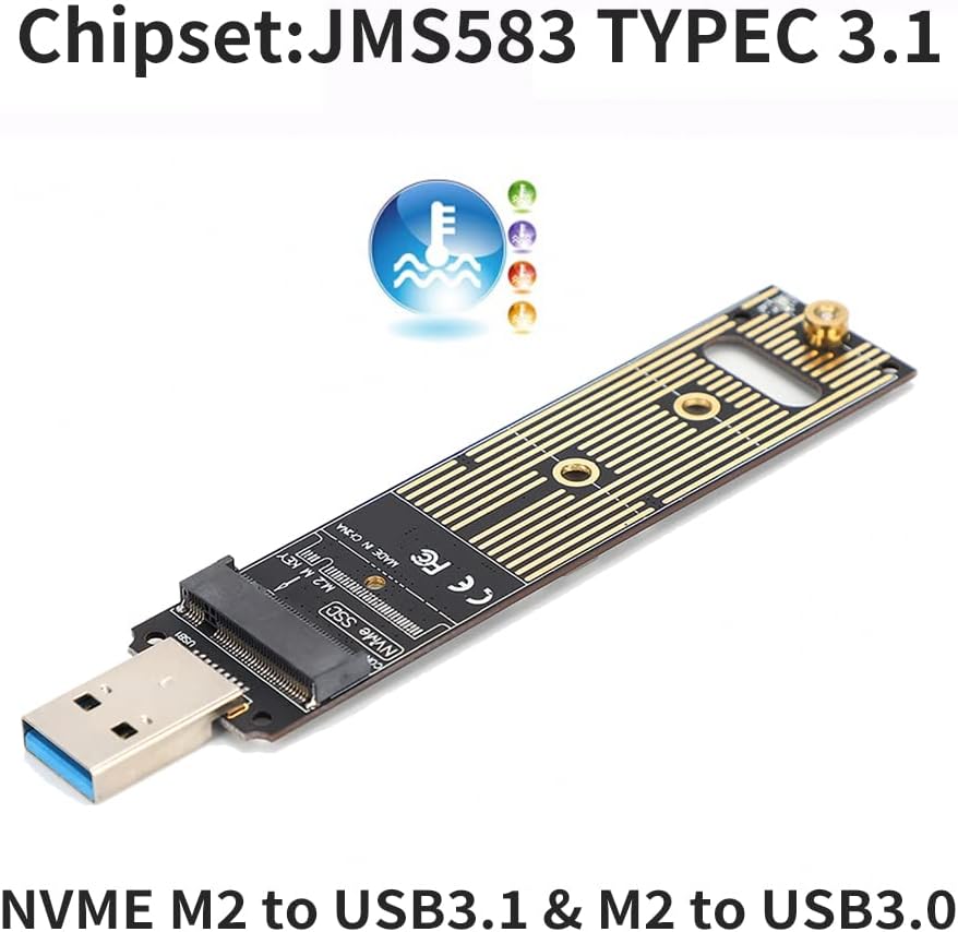 Tangxi M.2 NVMe auf USB Adapter, 10 Gbit/s M.2 SSD auf USB 3.1 M.2 Adapter, M.2 NVME basiert M Key M