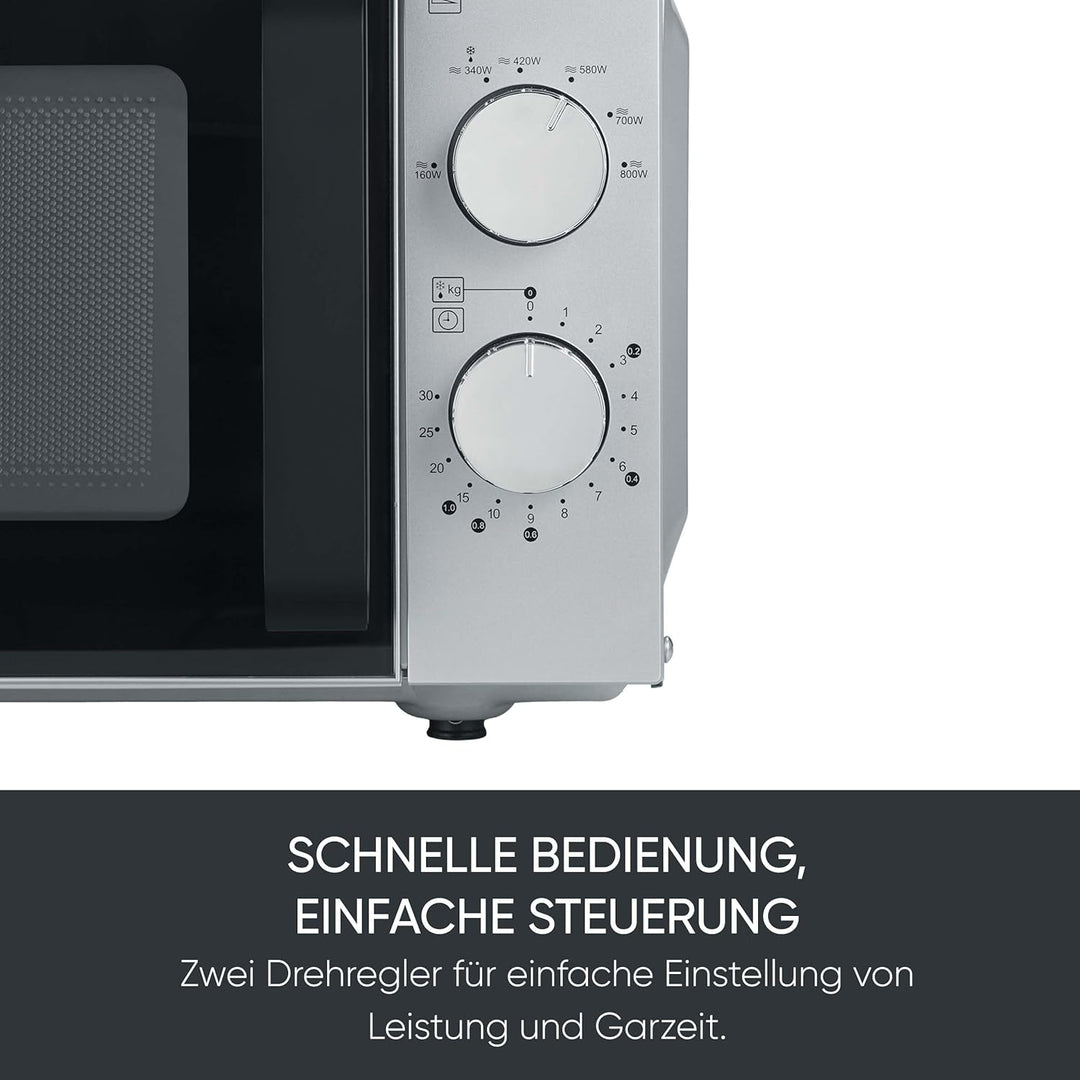 SEVERIN Solo-Mikrowelle mit Glasboden, ohne Drehteller, gleichmässige Erwärmung, mit 6 Leistungsstuf