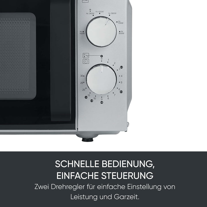 SEVERIN Solo-Mikrowelle mit Glasboden, ohne Drehteller, gleichmässige Erwärmung, mit 6 Leistungsstuf