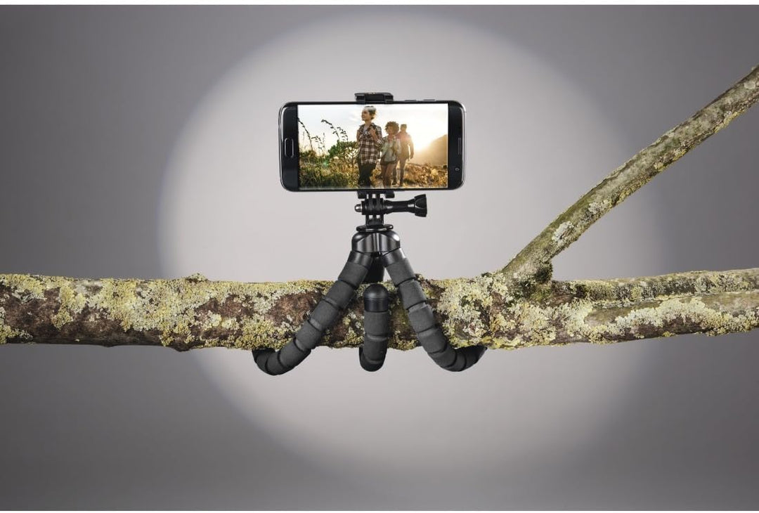 Hama Flex Dreibeinstativ 1/4 Zoll Arbeitshoehe=9-26cm Schwarz Fuer Smartphones und GoPro 4613 Schwar
