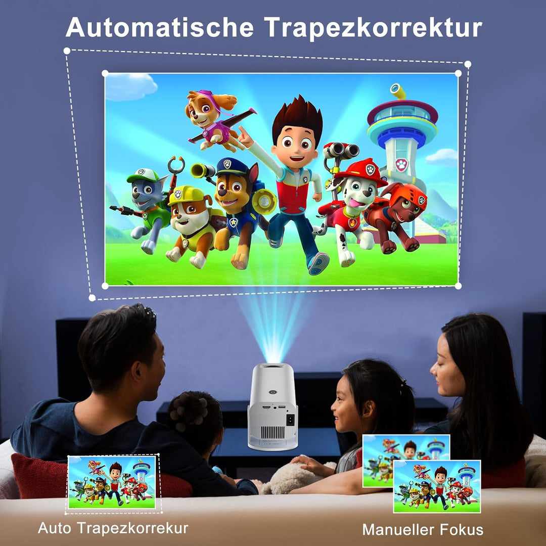 Eroshoo Mini Beamer,Handy Beamer 4K Unterstützung mit Ständer,1080P Mini Projektor Android,Heimkino
