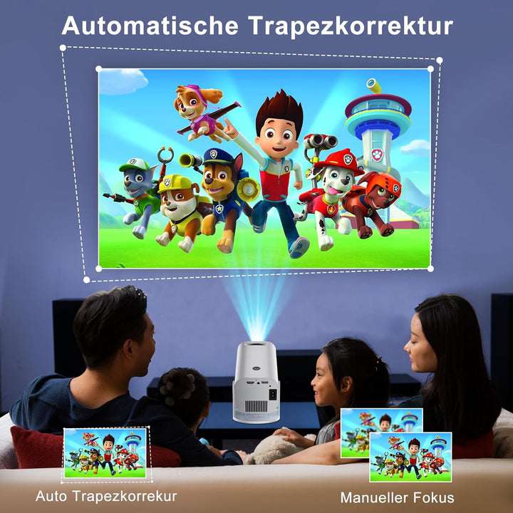 Eroshoo Mini Beamer,Handy Beamer 4K Unterstützung mit Ständer,1080P Mini Projektor Android,Heimkino