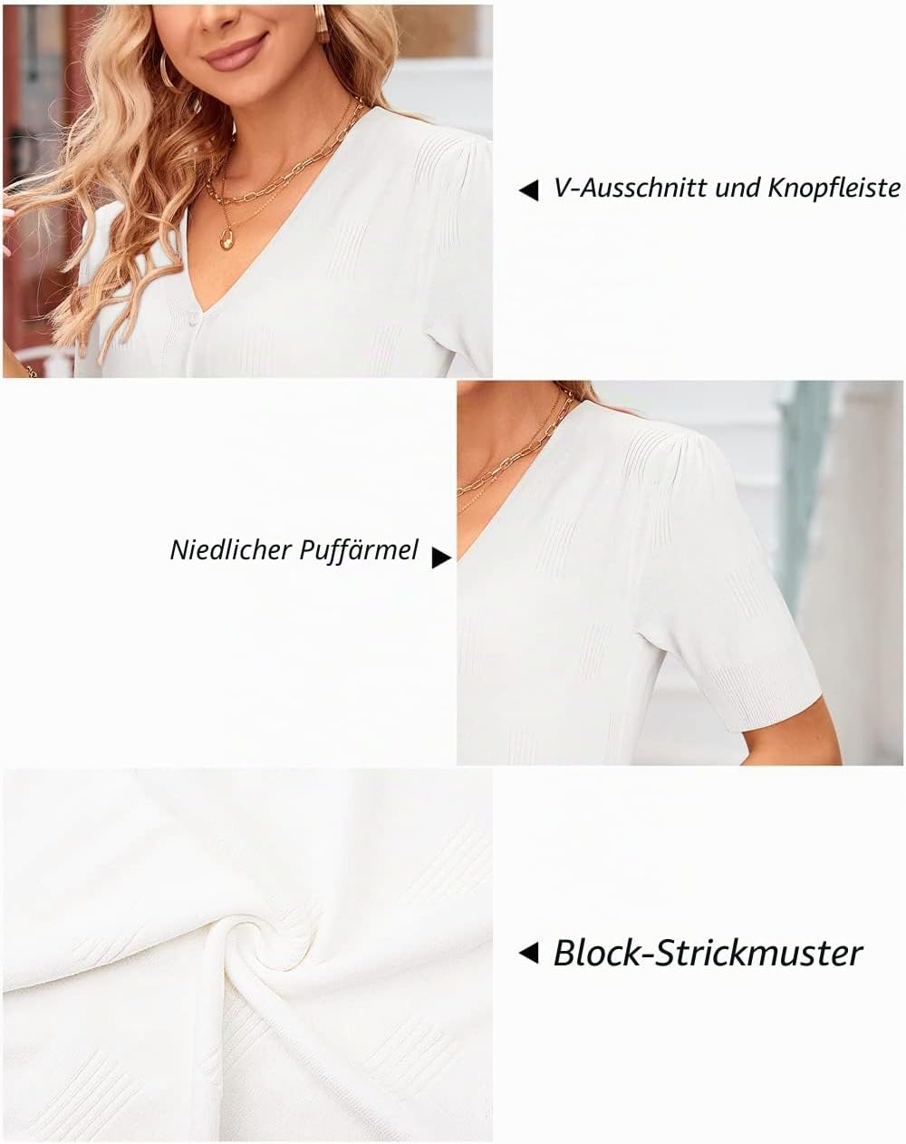 VOTEPRETTY Leichter Strickjacke Damen Cardigan Kurzarm/Langarm Sommer Solid Top Kurzarm S A-weiss, K